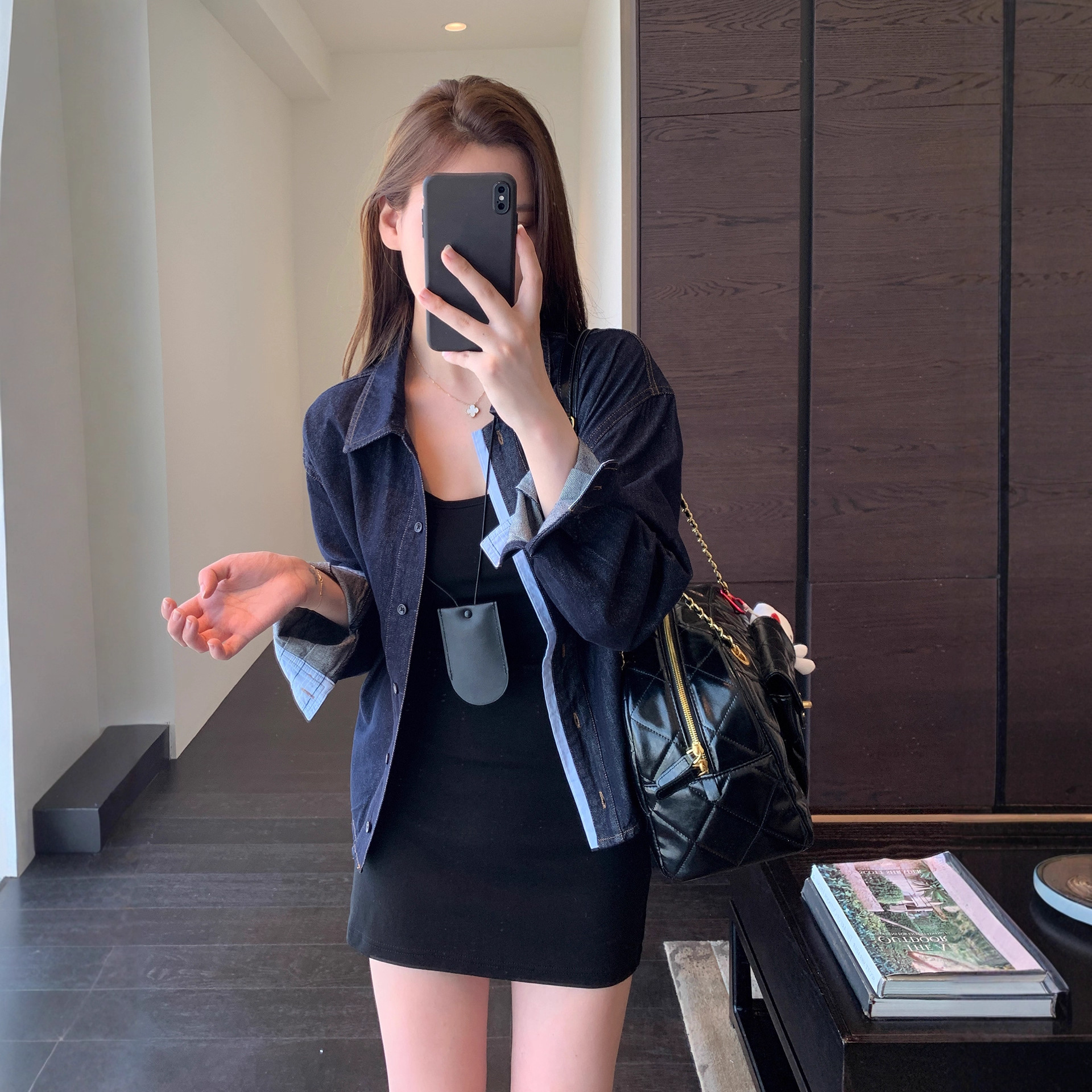 酷帅时髦 品质复古蓝慵懒显瘦拼接衬衫女牛仔外套25早秋新G091602