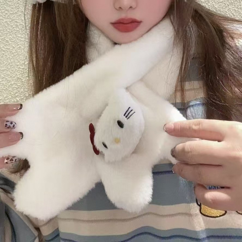 キーキーはカップルのかわいいkitty猫マフラー少女心ins百合学生が防寒の新型マフラーに乗っている|undefined