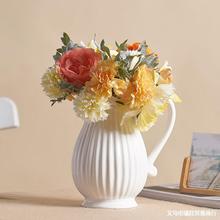 陶瓷花瓶摆件客厅插花餐桌小干花法式北欧创意ins风装饰白色宽口