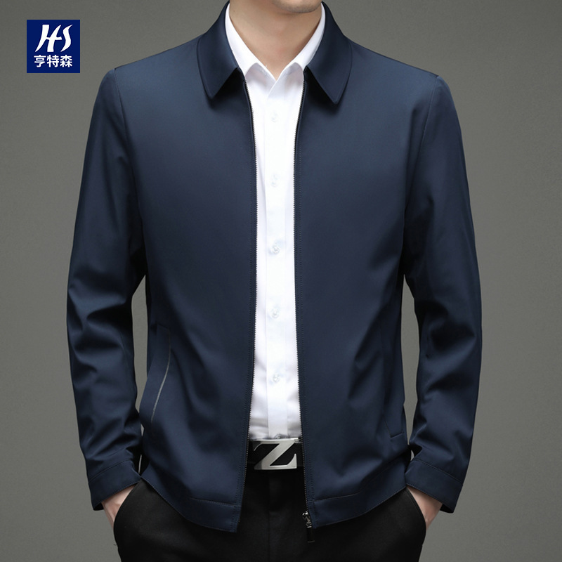 Jacket Men's Middle-aged Dad 2022 Spring New Business Casual Solid Color Zipper Fit All-match Jacket Men's