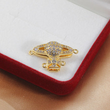 DIY珍珠配件 14K铜镀金微镶锆石土星磁吸扣手链项链扣高级感设计