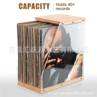 Wooden Desktop Vinyl Record Storage Rack Decorative Ornaments Transparent Tape Magazine Storage Box Solid Wood Cd Display Frame