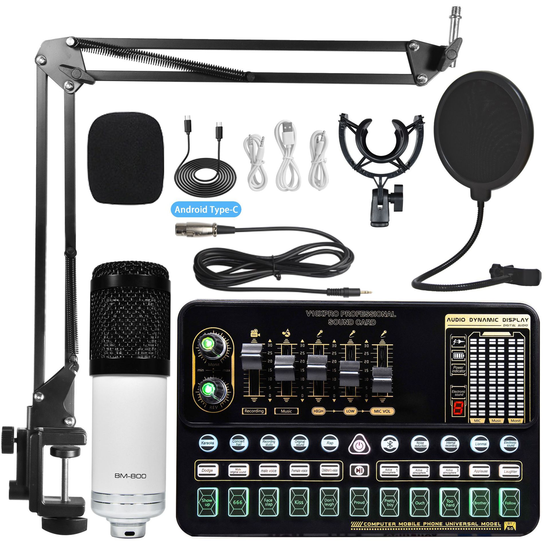 Tarjeta de sonido en vivo micrófono traje teléfono móvil computadora universal karaoke artefacto tarjeta de sonido transmisión en vivo equipo dedicado transfronterizo