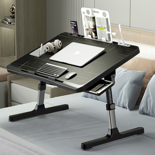 Injection Molded Lazy Bed Desk Folding Study Table Laptop Table Liftable Black Small Table Student Table