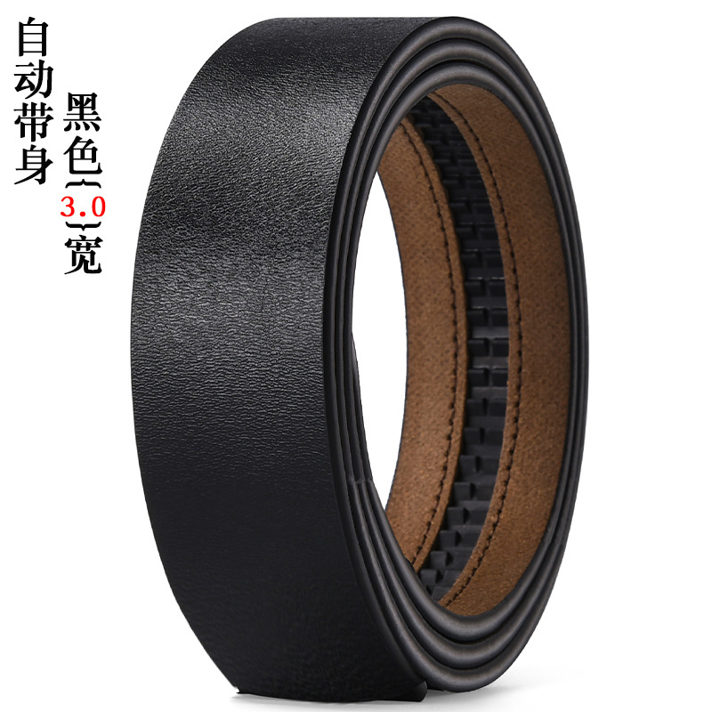 Cinturón sin cabeza de piel de vaca tira de hebilla lisa de cuero de los hombres con cuerpo