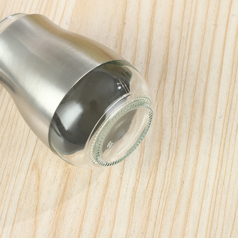 Nuevo tarro de condimento de acero inoxidable multifuncional creativo botella de condimento de pimienta de vidrio restaurante condimento frasco de condimento de boca pequeña