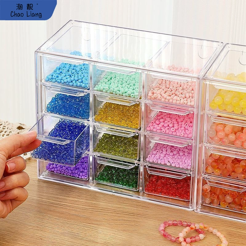 Beaded bracelet handmade, storage box, beads, transparent storage system
