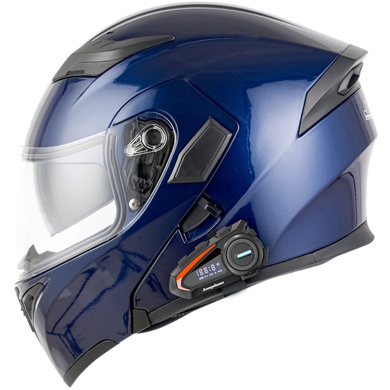Casco de motocicleta CoolQibao con doble lente abatible antivaho, Bluetooth, batería de larga duración y pantalla, adecuado para uso en pista.