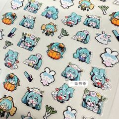 アニメ初音少女ネイルシール新工芸平面日本式アニメ漫画かわいい萌え妹バックゴム爪貼り
