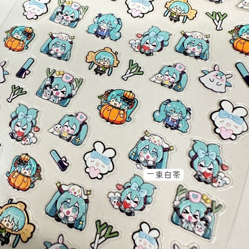 アニメ初音少女ネイルシール新工芸平面日本式アニメ漫画かわいい萌え妹バックゴム爪貼り|undefined