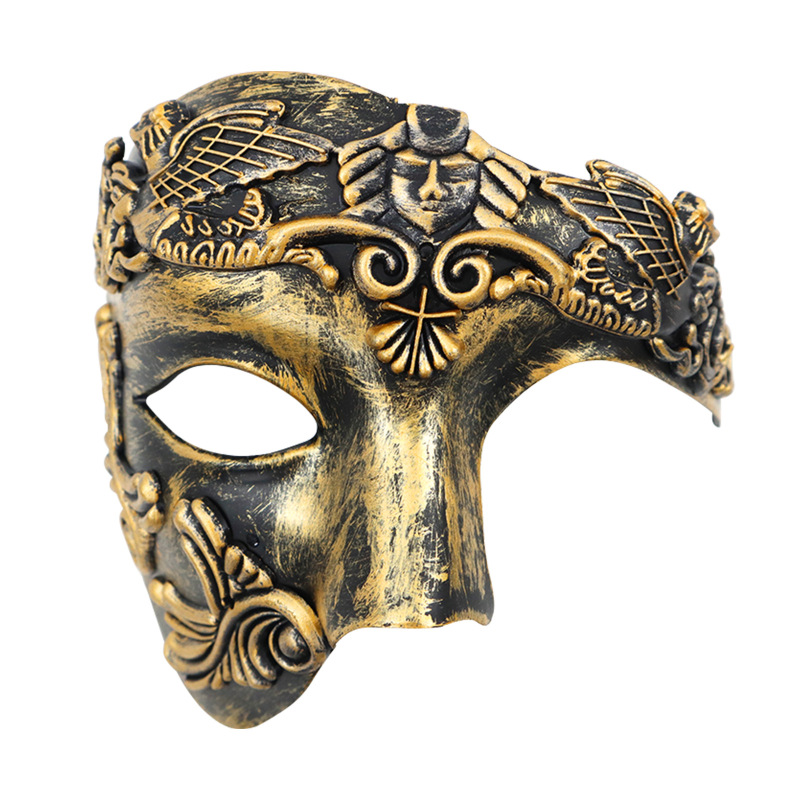 ハロウィン カーニバル イタリア ヴェネツィア ローマ サムライ マスク エジプト 古代ギリシャ メンズ ハーフフェイスマスク|undefined