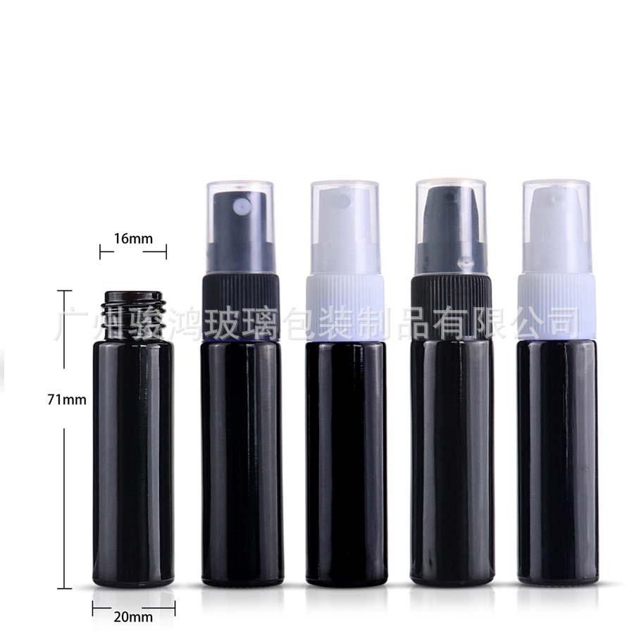 现货供应10ml玻璃滚珠瓶/迷你香水喷雾瓶 厚款试用装按压黑色瓶