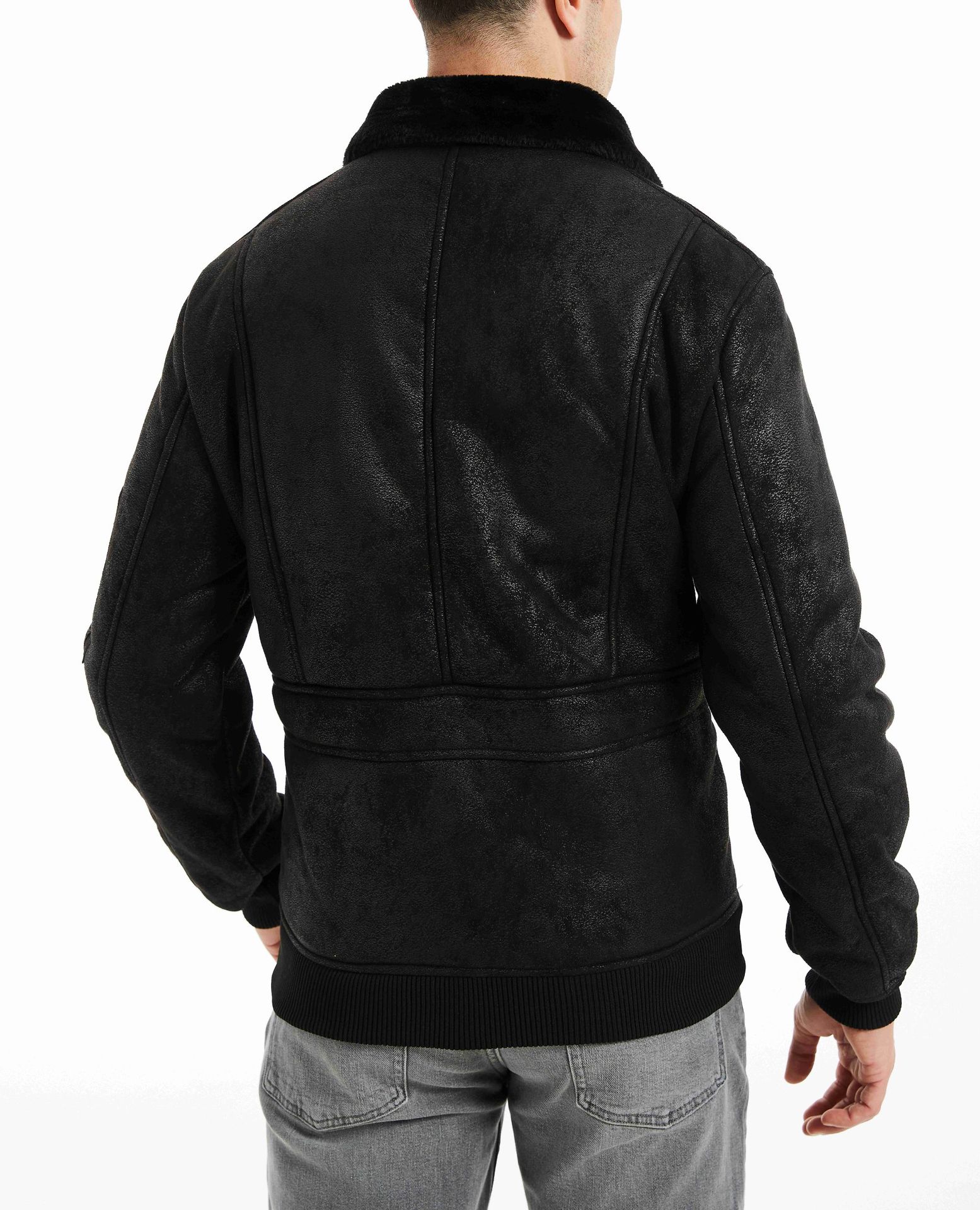 2024 autumn and winter new fur integrated jacket, men's casual multi pocket lapel, short fleece_voghion.com