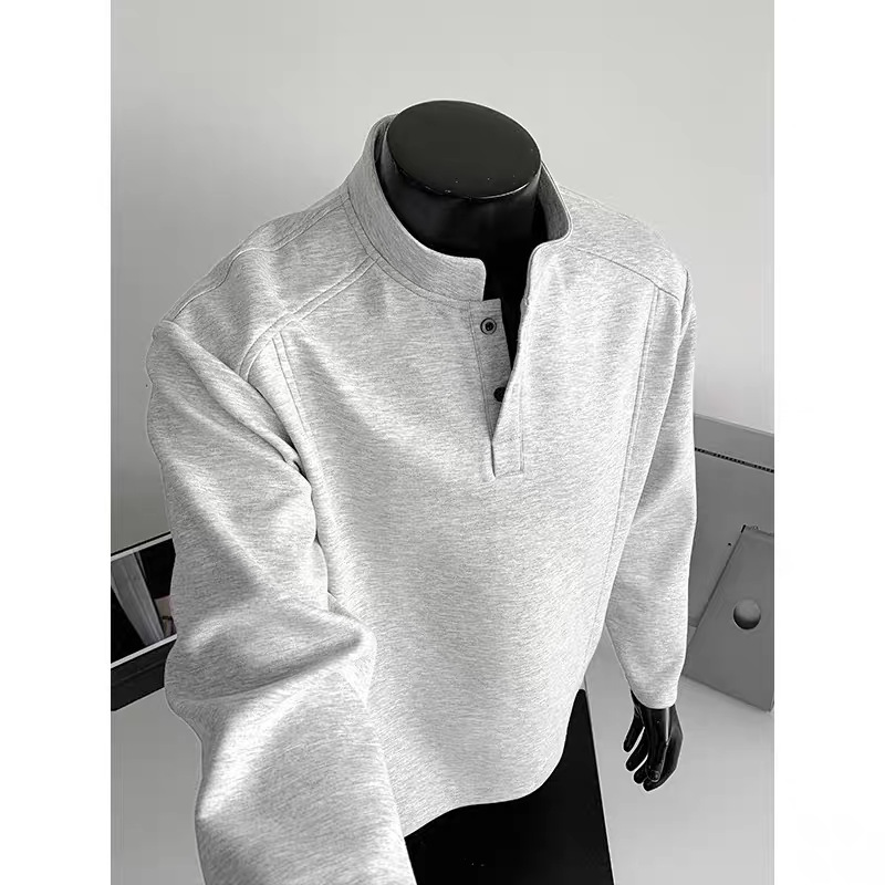 American-style Henry shirt long-sleeve t-shirt for men, new autumn and winter trendy brand base shirt, loose and versatile sweatshirt for men American-style Henry shirt long-sleeve t-shirt for men, new autumn and winter trendy brand base shirt, loose and versatile sweatshirt for men