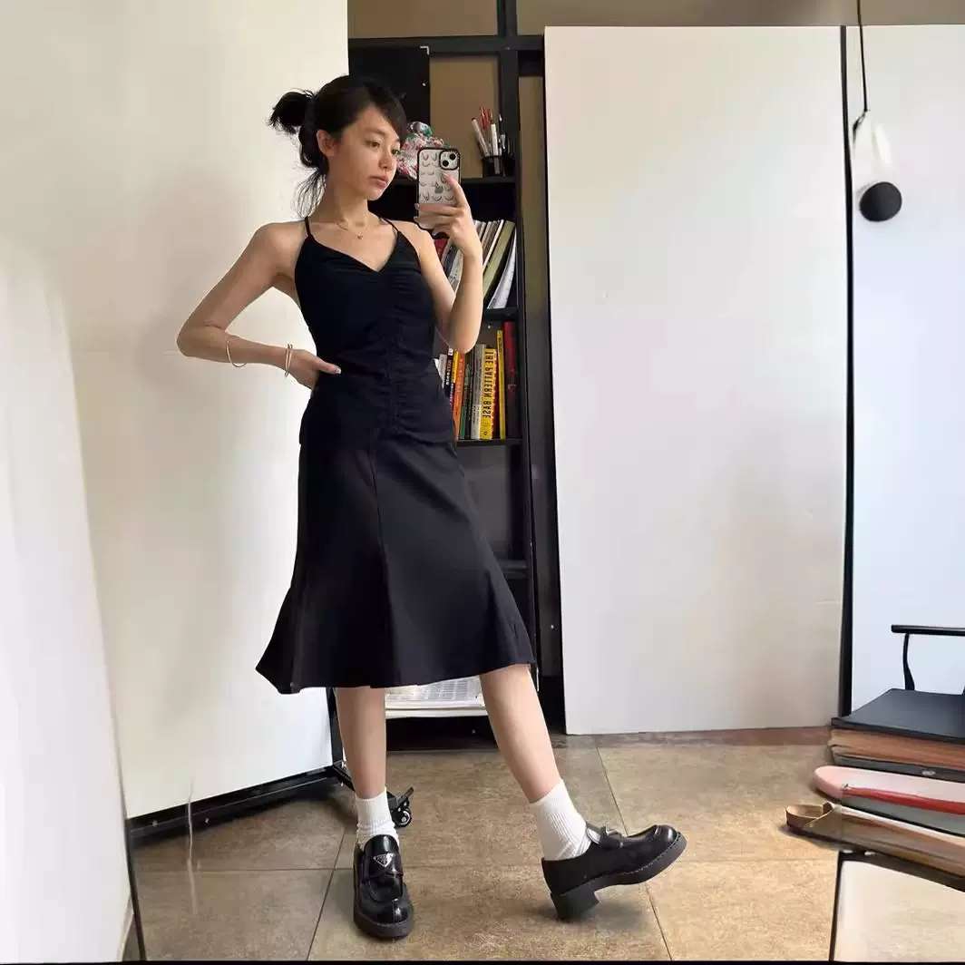 夏新款设计款修身黑色显瘦廓形鱼尾裙微喇半身裙女中长款3215