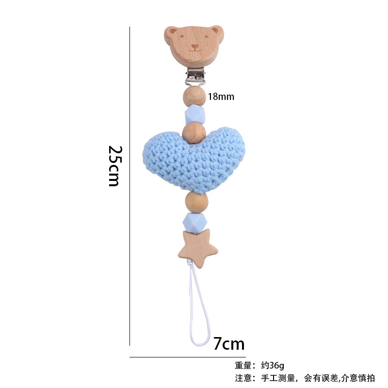 Nuevos bebés caricaturas Bees chupeta clips DIY lana amor de cordón de goma de madera cuentas chupeta cadena anti-caída cadena