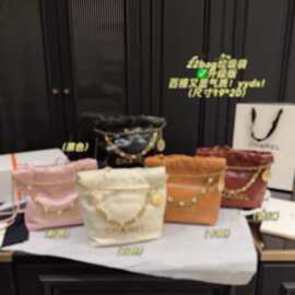 高版本小香家垃圾袋真皮22bag托特包菱格链条包大容量单肩通勤包