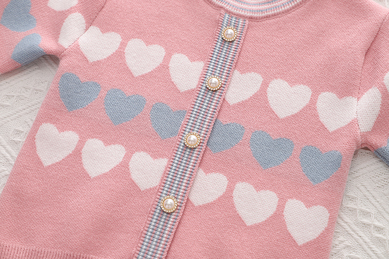 Ensemble de jupe deux pièces pour bébé et enfant en tricot pour fille, cardigan New Love, printemps et automne_voghion.com