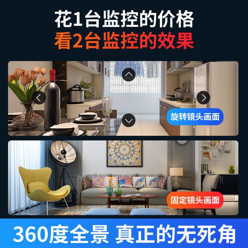 V380 cámara de monitoreo remoto para teléfonos inteligentes domésticos cámara de monitoreo interior de doble lente de doble imagen