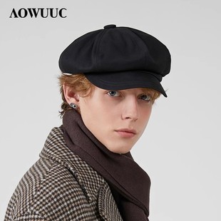 Beret Men's Fashion Brand Japanese Style Spring and Summer All-match Newspaper Boy Hat Painter Hat British Retro Hat Octagonal Hat for Men and Women