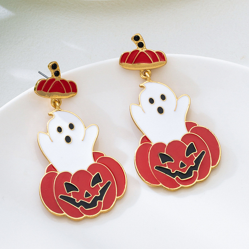 ヨーロッパとアメリカのクロスボーダーレディースハロウィンファッションさまざまなシンプルなニッチデザイン新しいゴーストイヤリングパーティーパーティー|undefined