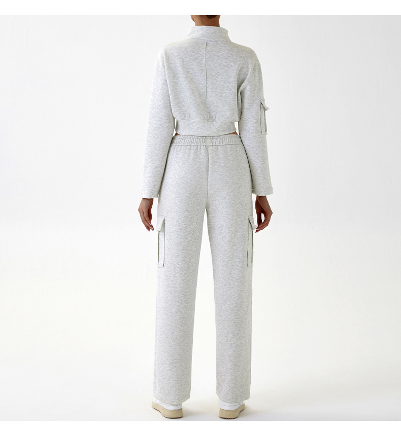 Damenbekleidung Arbeitskleidung Freizeitsportanzüge lockerer Reißverschluss Jogging-Yoga-Kleidung_voghion.com