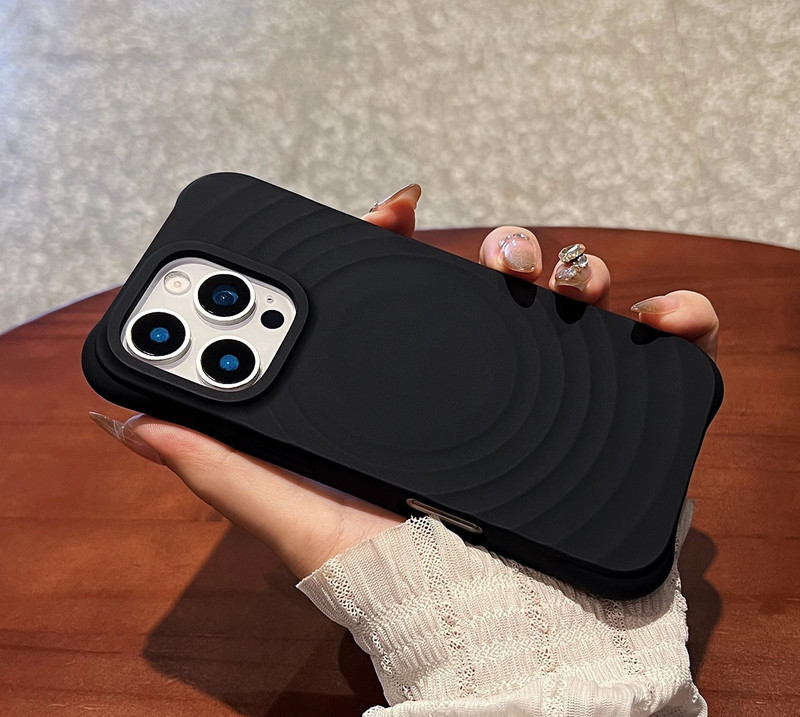 iPhone16promax 波状磁気液体シリコーン携帯電話ケース Apple 15 四隅落下防止保護カバーに適しています。|undefined