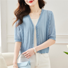 配裙子冰丝小外套上衣薄披肩外搭镂空针织衫女开衫2025新款夏装天