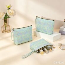 跨境亚马逊蕾丝化妆包女士小清新防水大容量休闲炫彩收纳学生笔袋