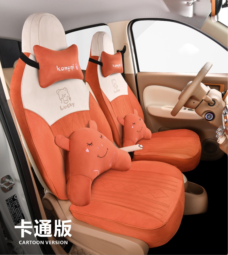 Car Interior Accessories Headrest and Lumbar Support [Cartoon Style and Memory Foam Style] Suitable for All Seasons, Skin-Friendly, Soft and Comfortable