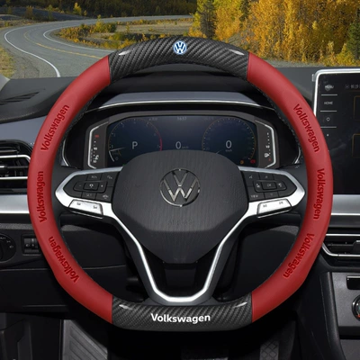 Tiguan L Lingdu Tanyue Touryue – Steering wheel cover - type-d-carbon-fiber-pattern-nappa-leather-red-default