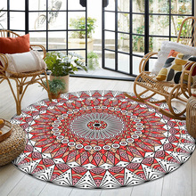 波斯圆形曼陀罗地毯酒店民宿民族风卧室客厅地毯茶几垫吊篮垫