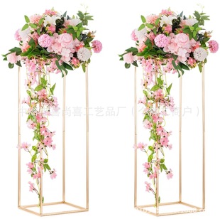 Golden Geometric Aisle Wedding Props Stand Iron Art Flower Column Wedding Floral Arrangement Iron Art Stand Reception Area Flower Stand