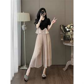 深圳南油高端星空烫钻拼接短袖九分裤裙套装女夏季穿搭一整套洋气