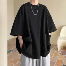 大口袋男士半袖短袖t恤男夏季新款重磅宽松高级感潮流痞帅体恤衫