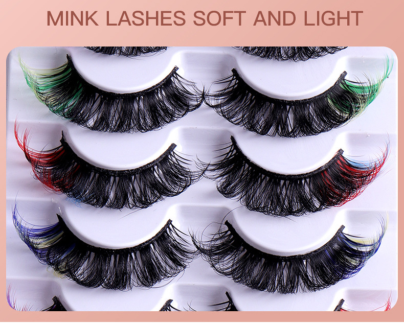 50g Weight False Eyelashes Makeup Tools Types 7 Pairs Quantity Imitation Mink Material Multicolor Pattern Fashion Style Popular High Imitation Mink Hair Color Thick Curl False Eyelashes 6