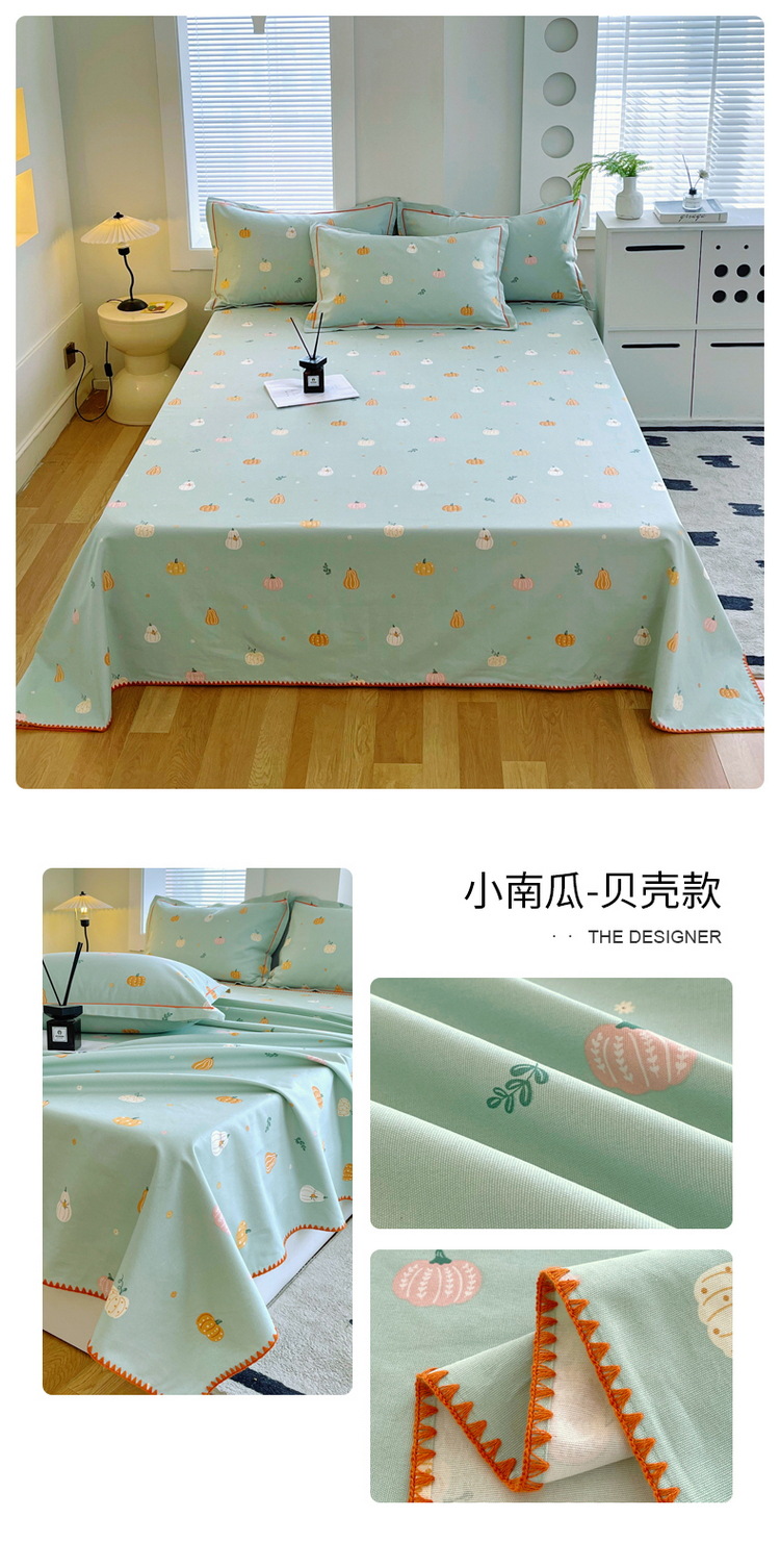 Sábana de tela gruesa vieja de algodón puro pieza única 100 algodón verano sensación fresca dormitorio funda de almohada individual juego de tres piezas 2