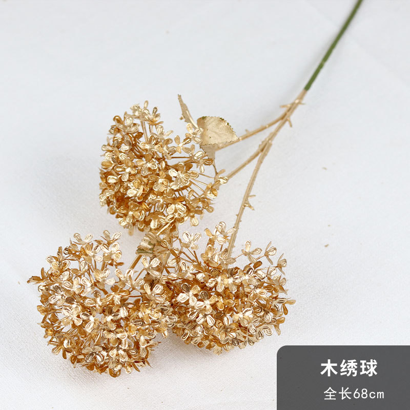 Flor de oro hoja de ginkgo eucalipto fruta roja Año Nuevo bendición cubo falso decoración de la flor decoración de la boda fábrica al por mayor en stock