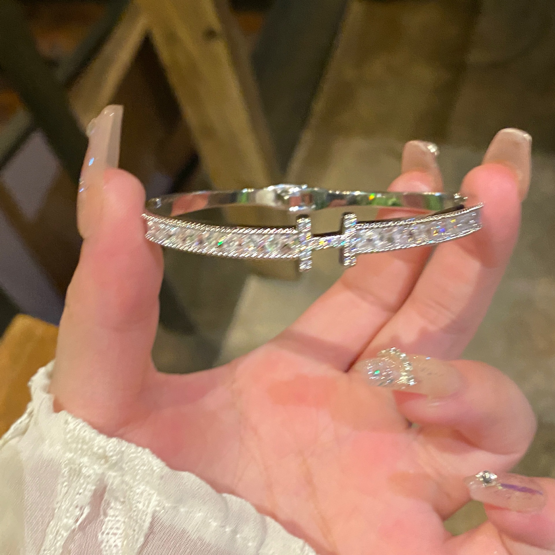 26# Open Bracelet-Silver-Letter H