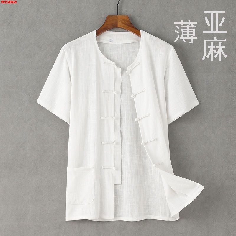 Summer thin shirt with a round collar
