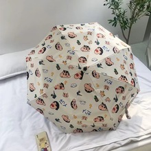 蜡笔小新全自动雨伞晴雨两用女防晒学生卡通可爱折叠黑胶太阳伞