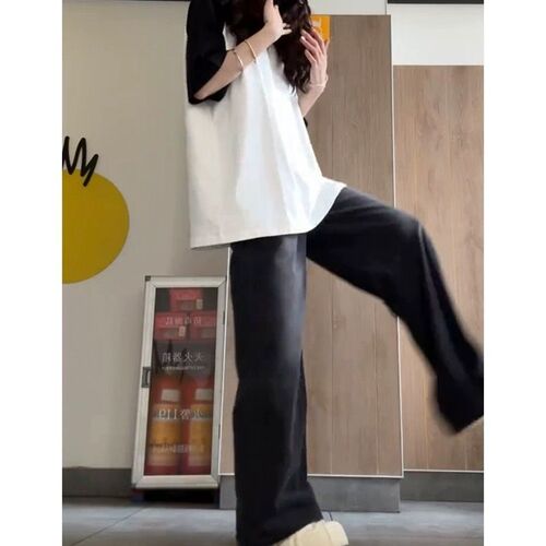 Vintage Washed Loose Wide Leg Women's Summer Slimming Tapered Straight Leg Pants American Casual Style Long Pants