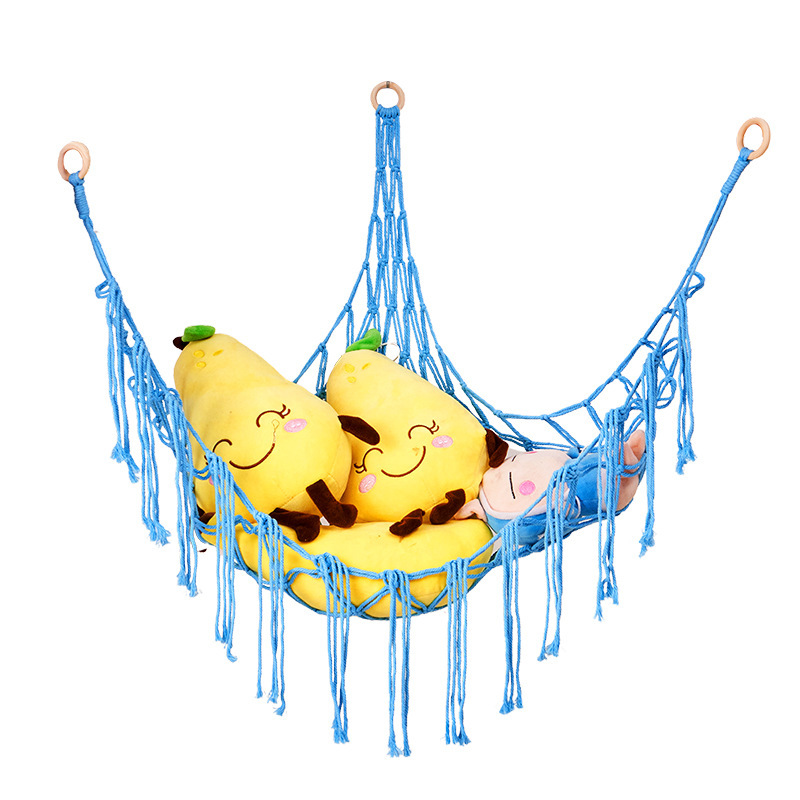 三角玩具ネットポケット手作り綿紐編みハンモックネットポケットぬいぐるみ収納壁ポケット吊りネットポケット|undefined