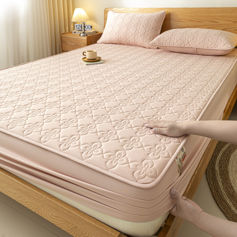 Sombrilla de cama impermeable de grado materno e infantil acolchada, cubierta de cama universal de cuatro estaciones, cubierta de cama de color sólido, cubierta de cama de belleza a prueba de polvo individual