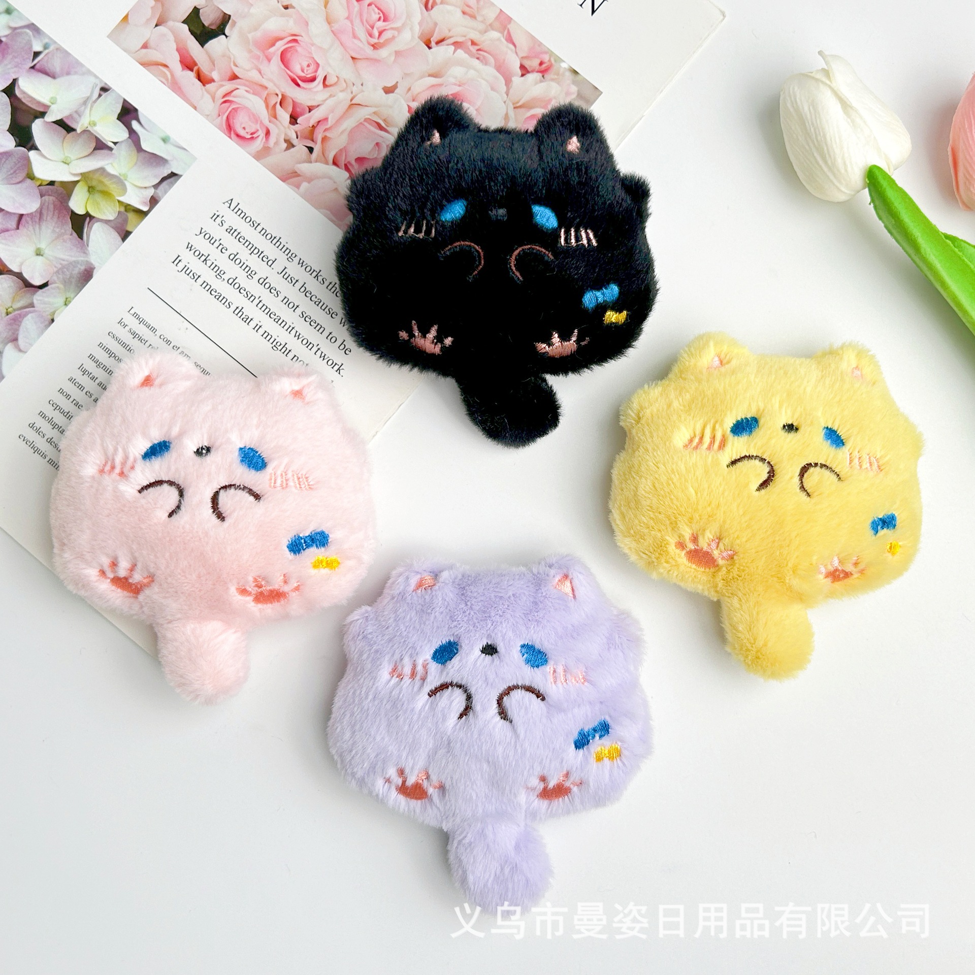 Chubby kitten plush toy, squeaky doll, bouquet, brooch, pet supplies DIY accessories wholesale