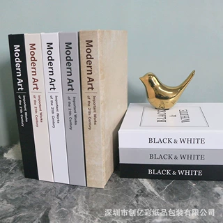 25cm款英文装饰书样板房会所别墅书房摆件酒店文学摄影黑白灰真书