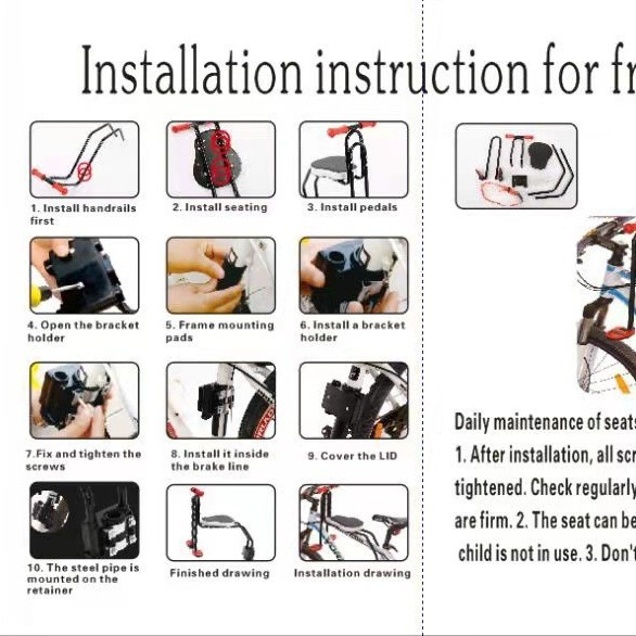Asiento de bicicleta para niños asiento de bebé seguro asiento de bicicleta de montaña delantero suministros de equitación