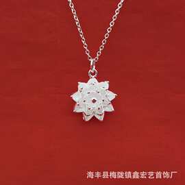 荷花项链女时尚白铜水波项链直播热卖款气质锁骨镀银链子厂家批发