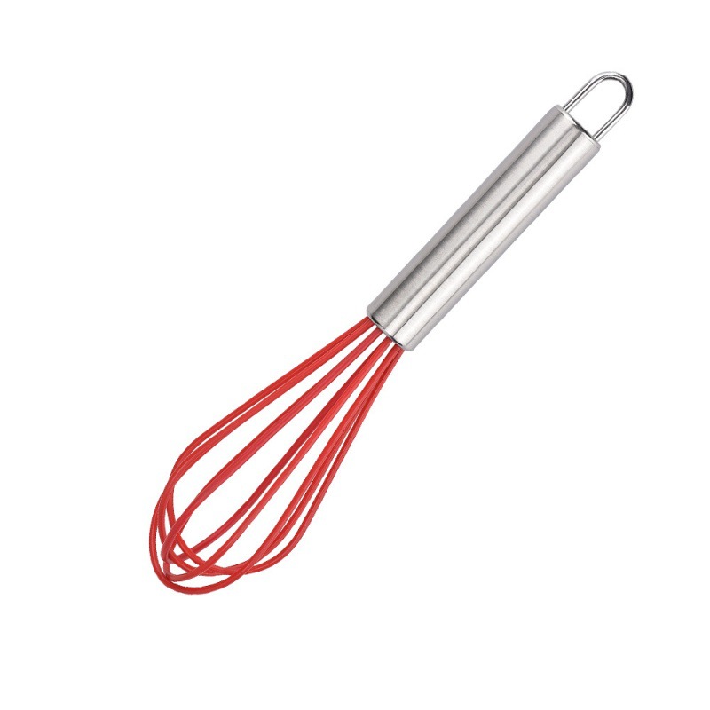 Batidor de huevos de silicona manual de acero inoxidable crema dispensador de mano licuadora mini herramienta de horneado casera colorida image 11