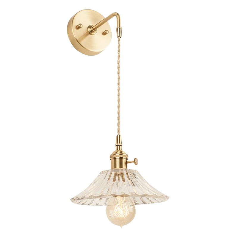 Estilo japonés nórdico latón cristal lámpara de pared creativa dormitorio guardarropa pared de fondo baño LED espejo lámpara frontal